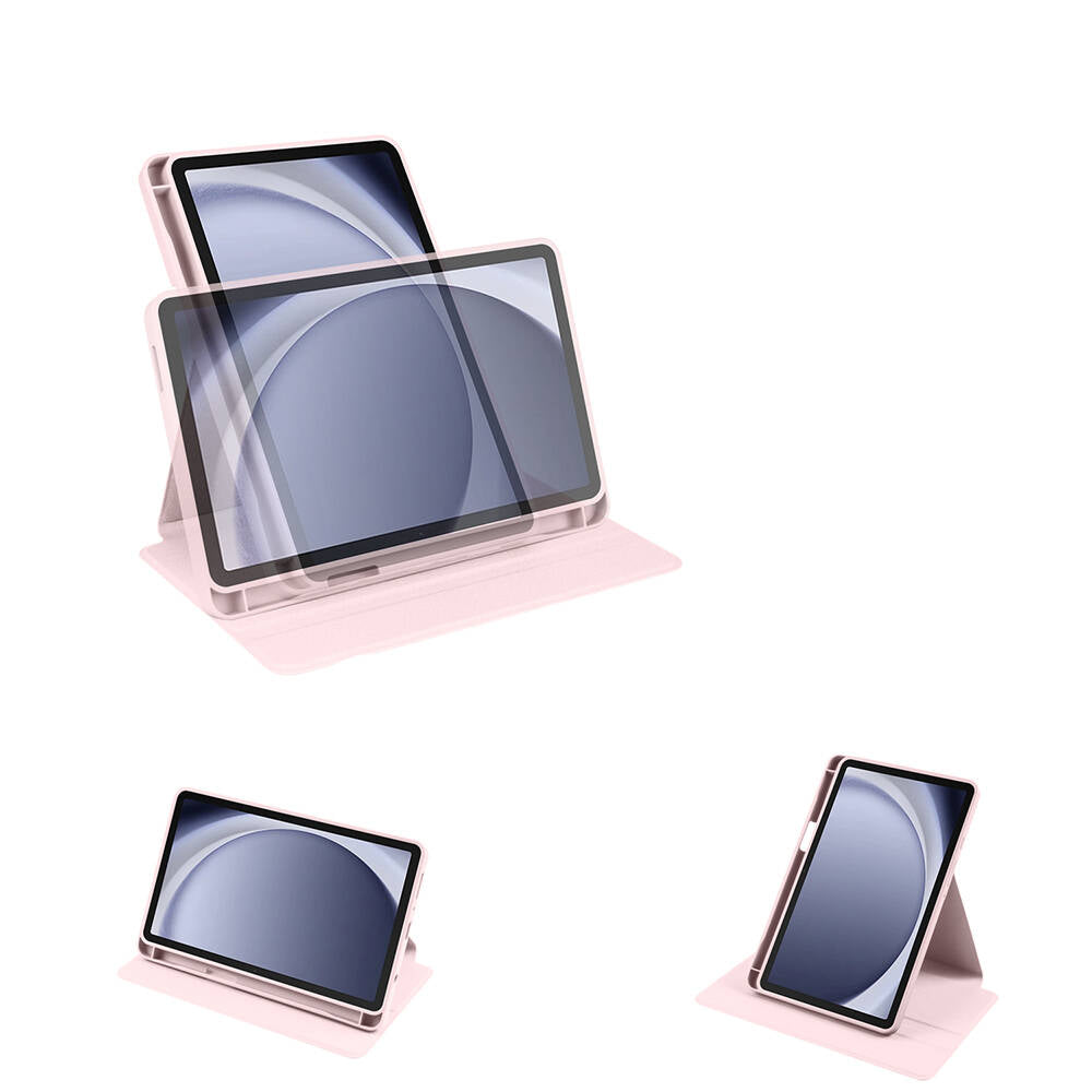 Galaxy Tab A9 Plus Kılıf Zore Termik Kalem Bölmeli Dönebilen Standlı Kılıf Siyah