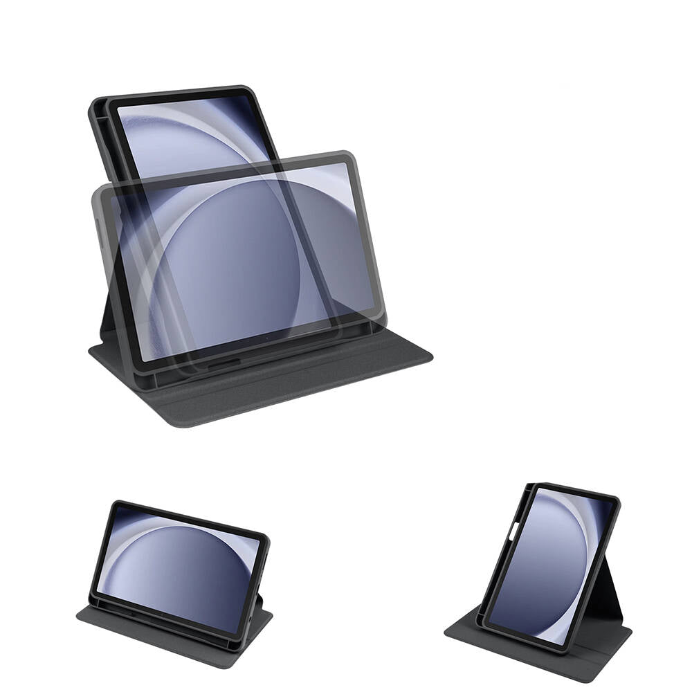 Galaxy Tab A9 Plus Kılıf Zore Termik Kalem Bölmeli Dönebilen Standlı Kılıf Mavi