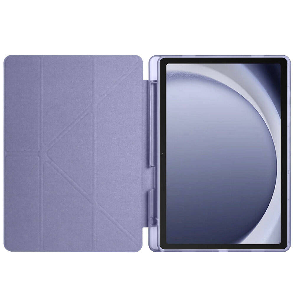 Galaxy Tab A9 Plus Kılıf Zore Tri Folding Kalem Bölmeli Standlı Kılıf Mor