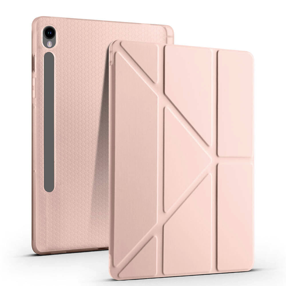 Galaxy Tab S10 FE Kılıf Zore Tri Folding Kalem Bölmeli Standlı Kılıf Mavi