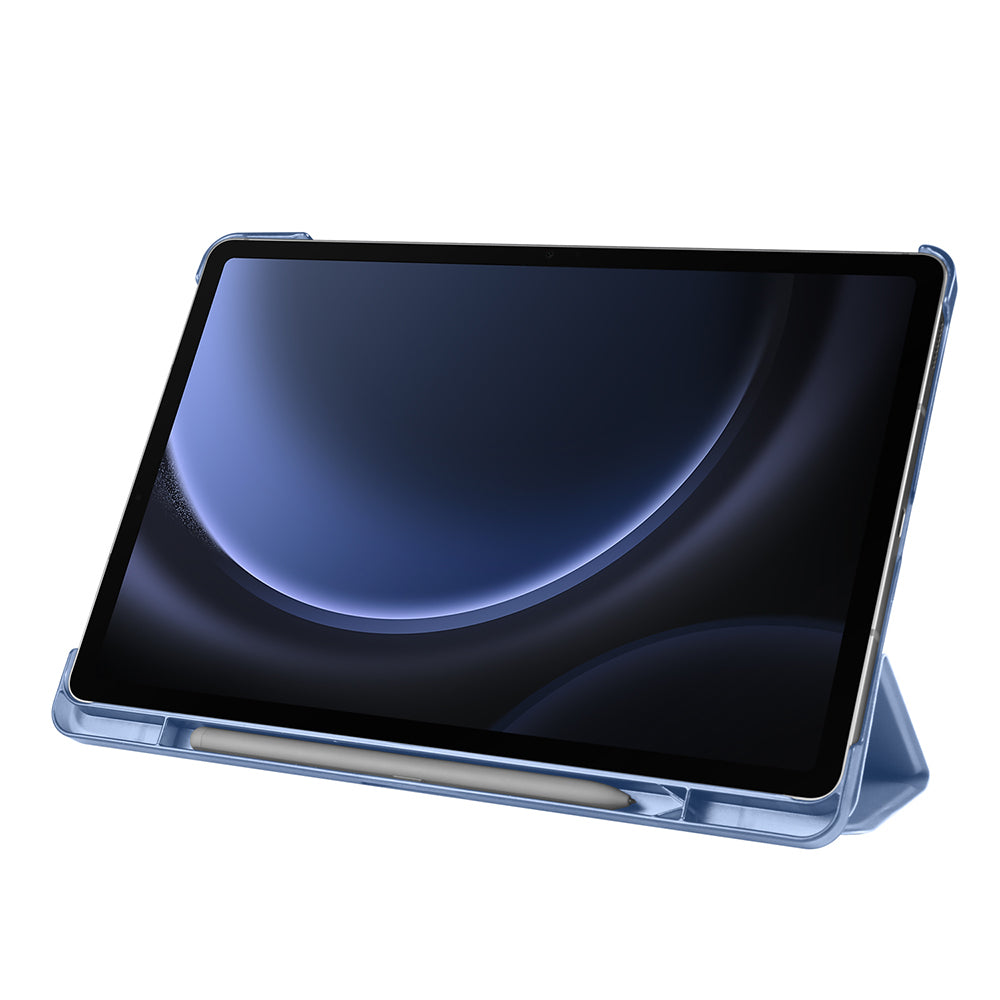 Galaxy Tab S10 FE Zore Smart Cover Kalem Bölmeli Standlı 1-1 Kılıf Petrol Mavi