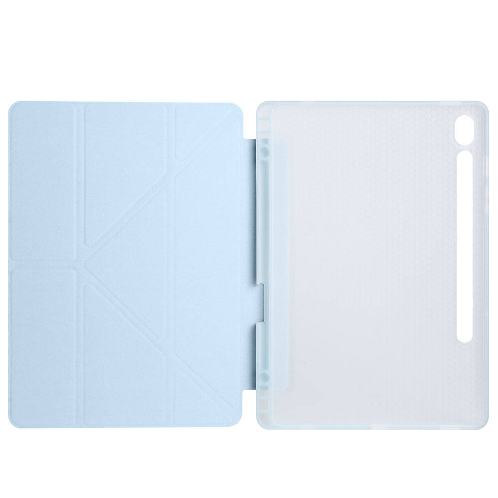 Galaxy Tab S10 Lite Kılıf Zore Tri Folding Kalem Bölmeli Standlı Kılıf Gri