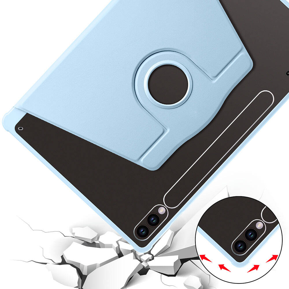 Galaxy Tab S10 Plus Kılıf Zore Termik Kalem Bölmeli Dönebilen Standlı Kılıf Siyah