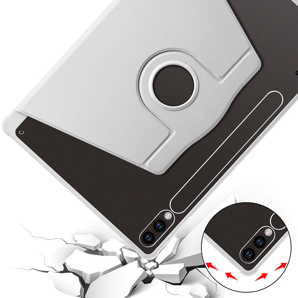 Galaxy Tab S10 Plus Kılıf Zore Termik Kalem Bölmeli Dönebilen Standlı Kılıf Lavendery Gray