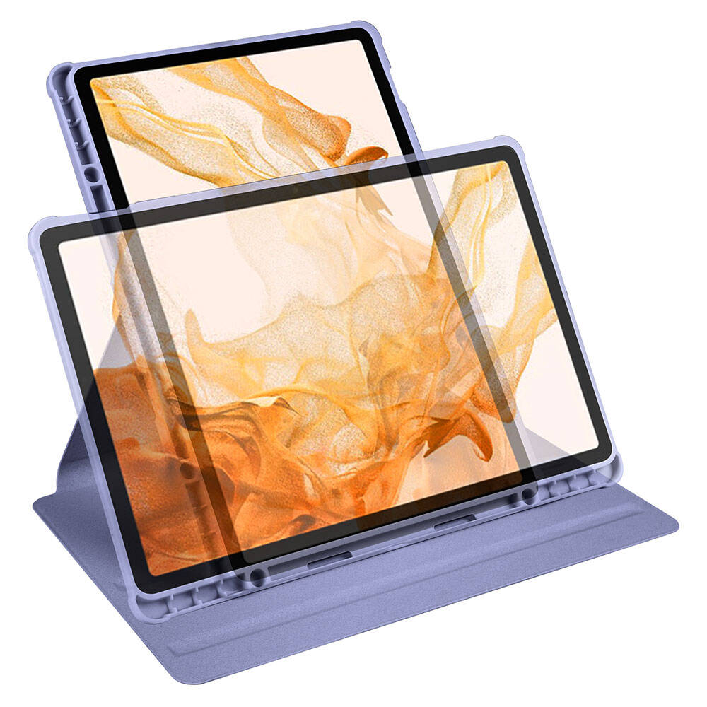 Galaxy Tab S10 Plus Kılıf Zore Termik Kalem Bölmeli Dönebilen Standlı Kılıf Lavendery Gray