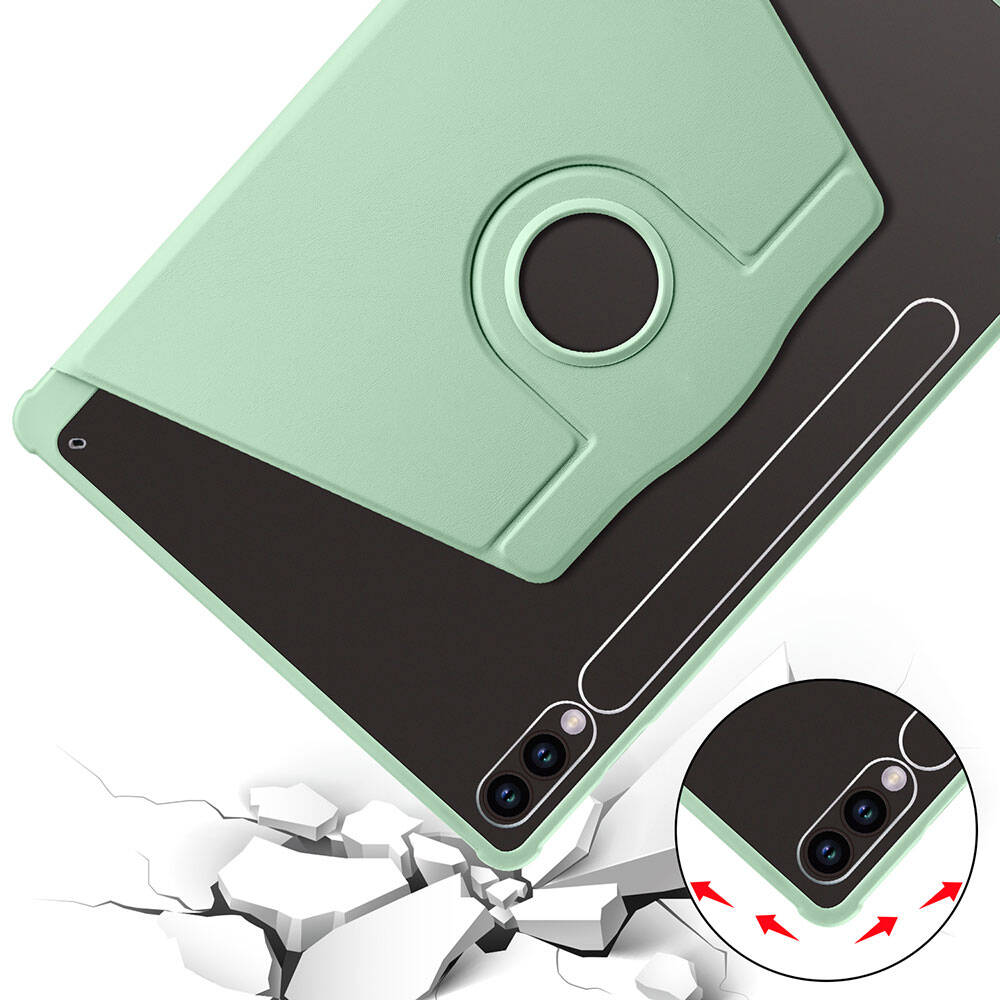 Galaxy Tab S10 Plus Kılıf Zore Termik Kalem Bölmeli Dönebilen Standlı Kılıf Mavi