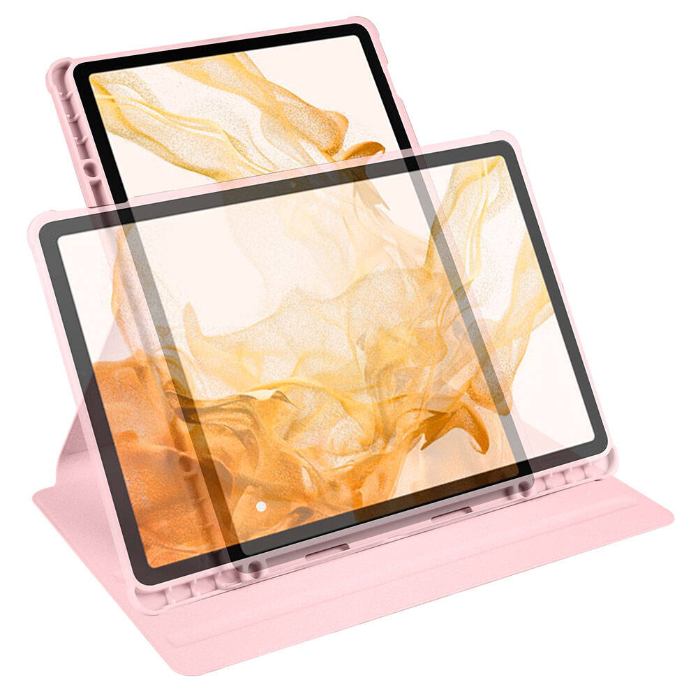 Galaxy Tab S10 Plus Kılıf Zore Termik Kalem Bölmeli Dönebilen Standlı Kılıf Pembe