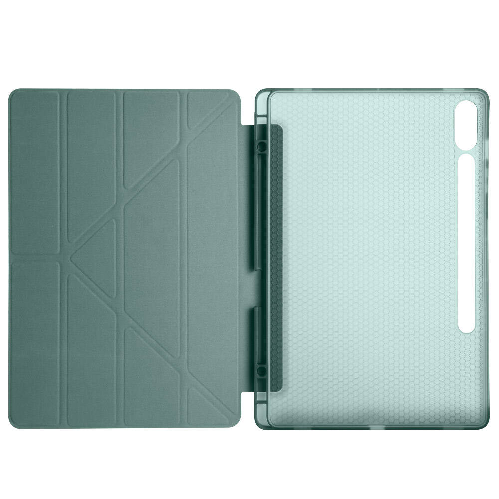 Galaxy Tab S10 Plus Kılıf Zore Tri Folding Kalem Bölmeli Standlı Kılıf Gri