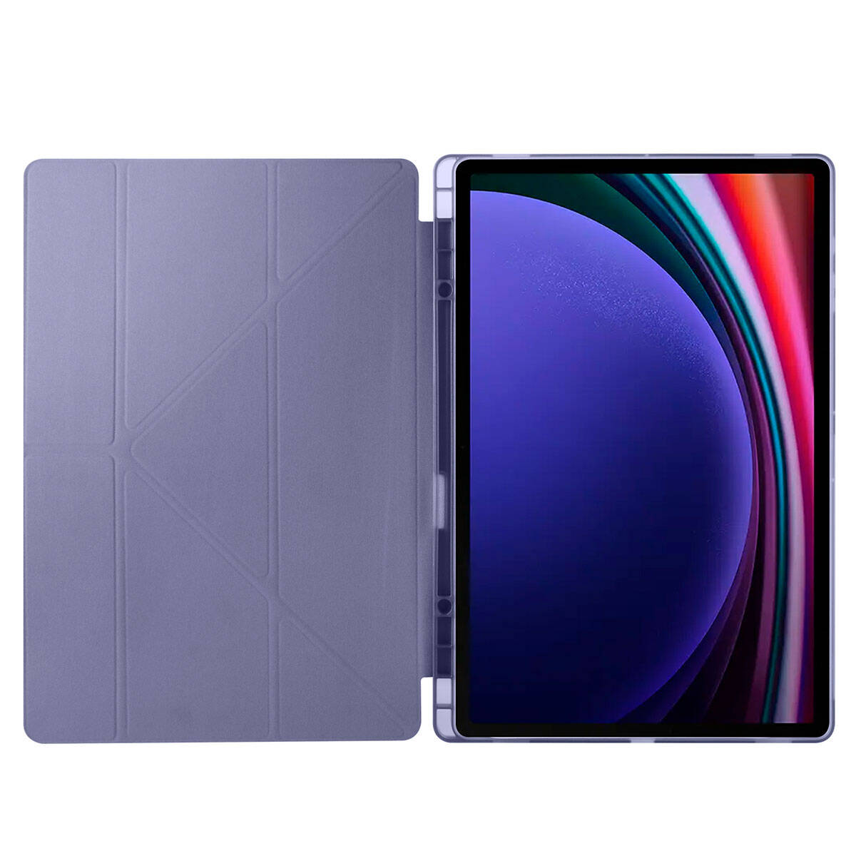 Galaxy Tab S10 Ultra Kılıf Zore Tri Folding Kalem Bölmeli Standlı Kılıf Lacivert
