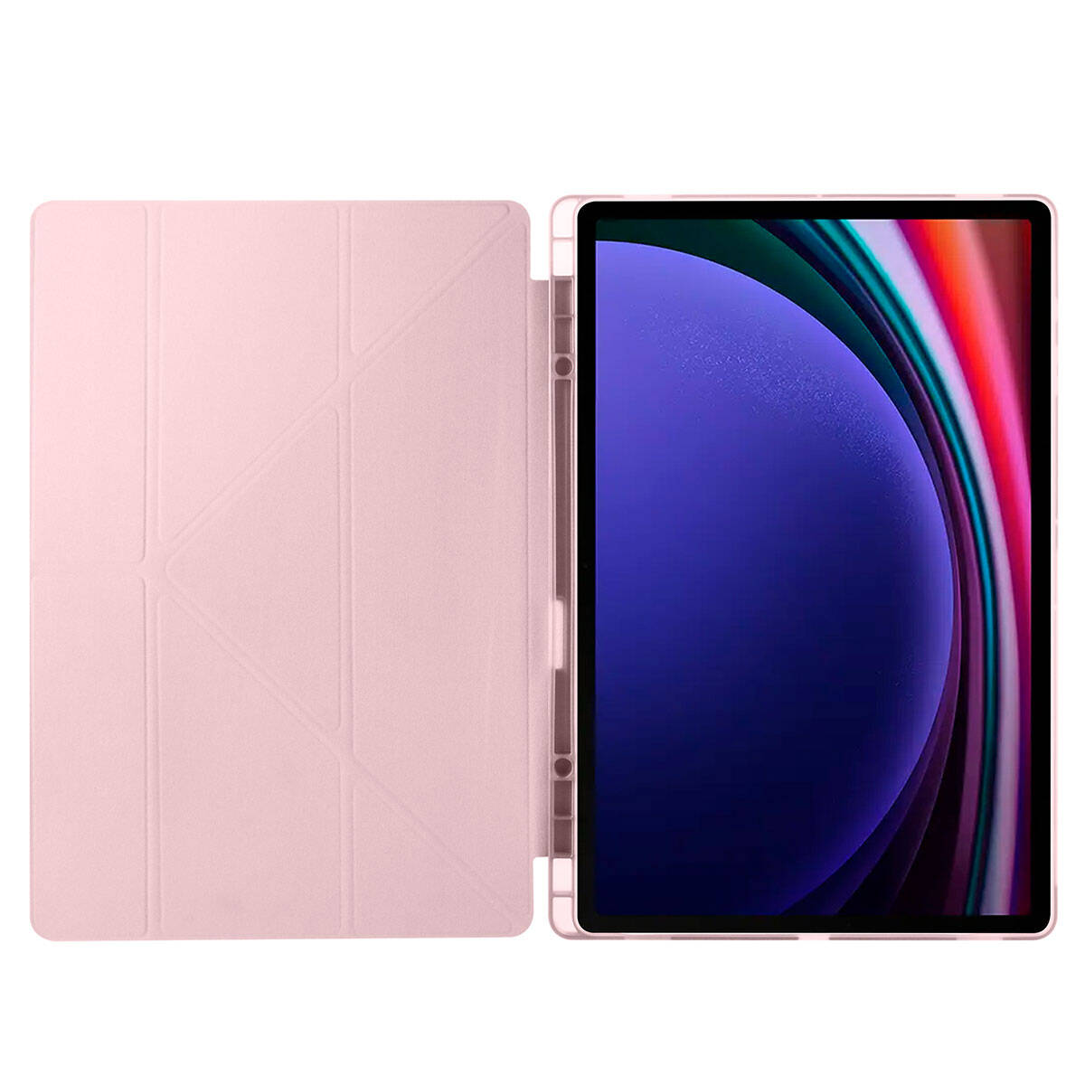Galaxy Tab S10 Ultra Kılıf Zore Tri Folding Kalem Bölmeli Standlı Kılıf Lacivert