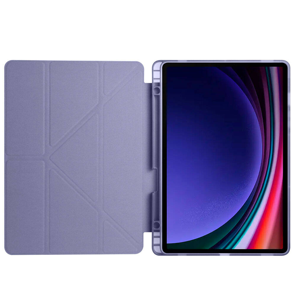 Galaxy Tab S9 FE Kılıf Zore Tri Folding Kalem Bölmeli Standlı Kılıf Rose Gold