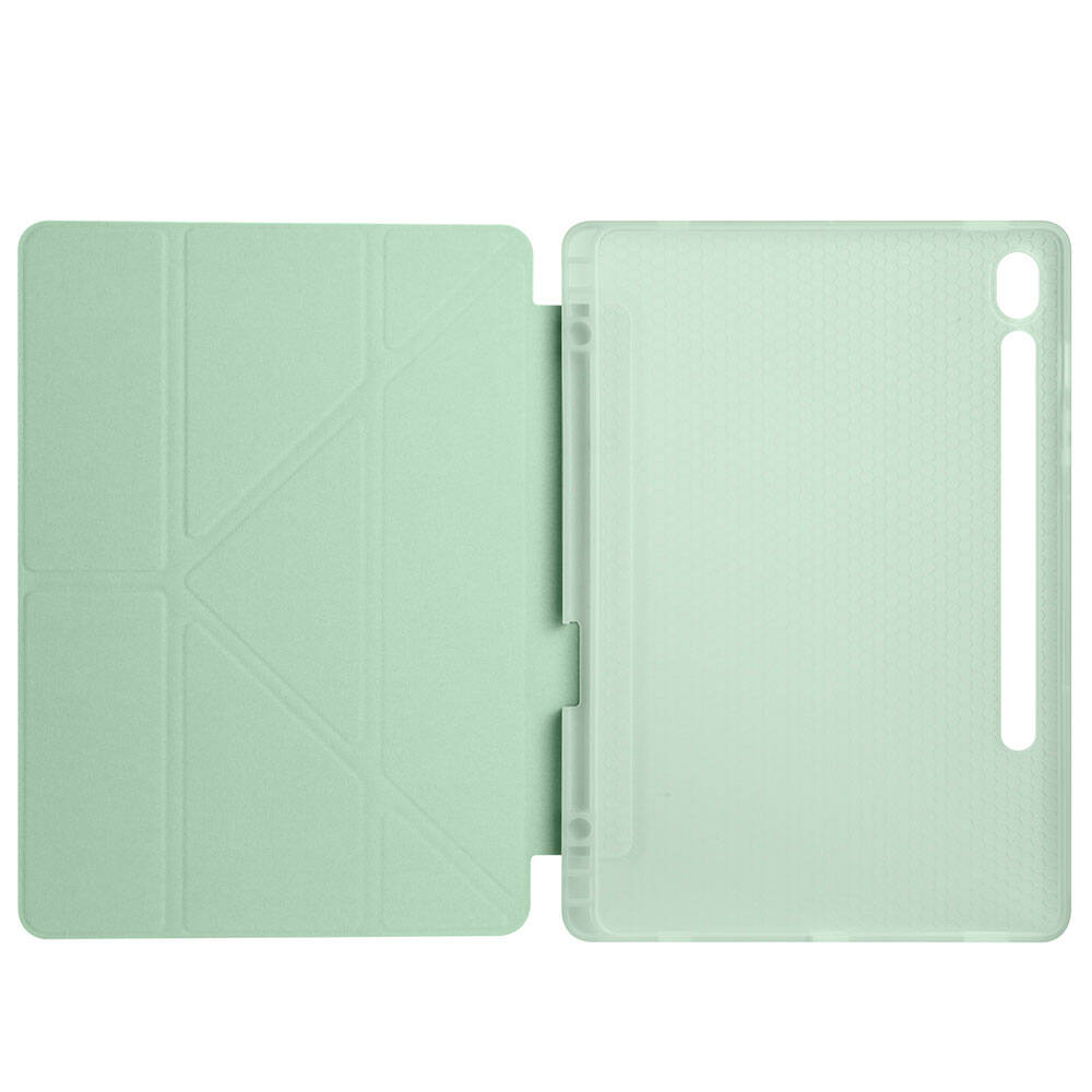 Galaxy Tab S9 FE Kılıf Zore Tri Folding Kalem Bölmeli Standlı Kılıf Mavi