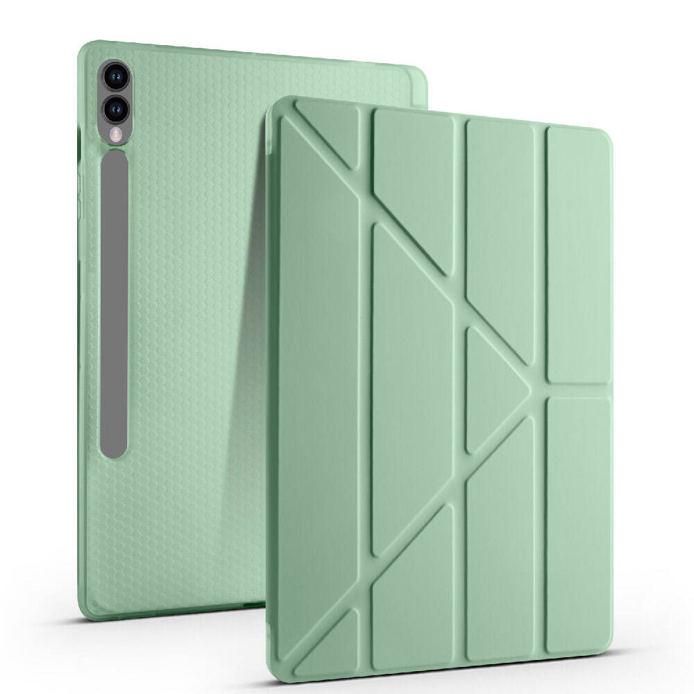 Galaxy Tab S9 FE Plus Kılıf Zore Tri Folding Kalem Bölmeli Standlı Kılıf Lacivert