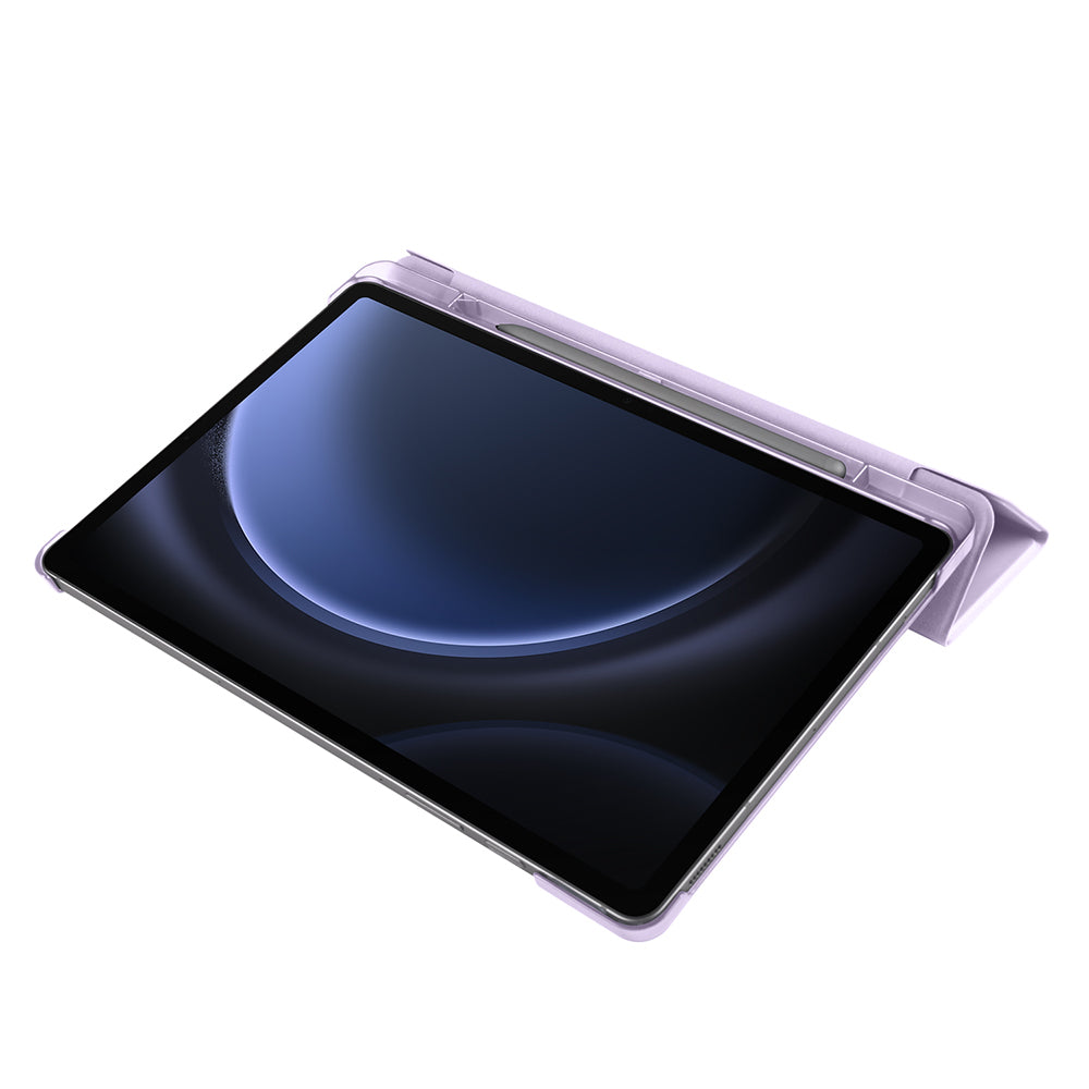 Galaxy Tab S9 FE Zore Smart Cover Kalem Bölmeli Standlı 1-1 Kılıf Lila