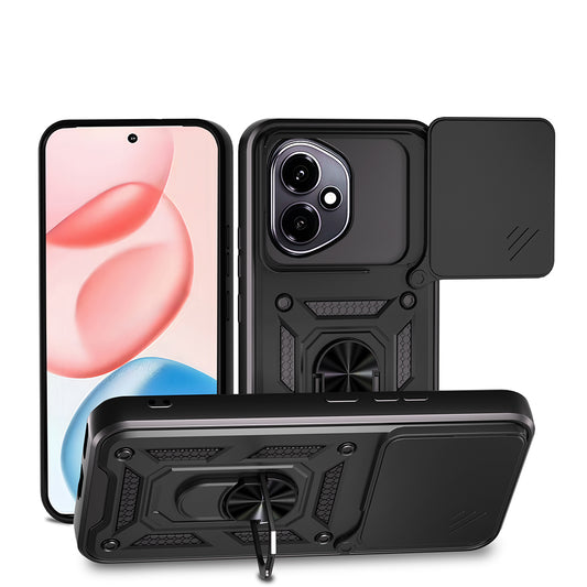 Honor 400 Kılıf Magnetik Standlı Kamera Korumalı Zore Sürgülü Vega Kapak Siyah