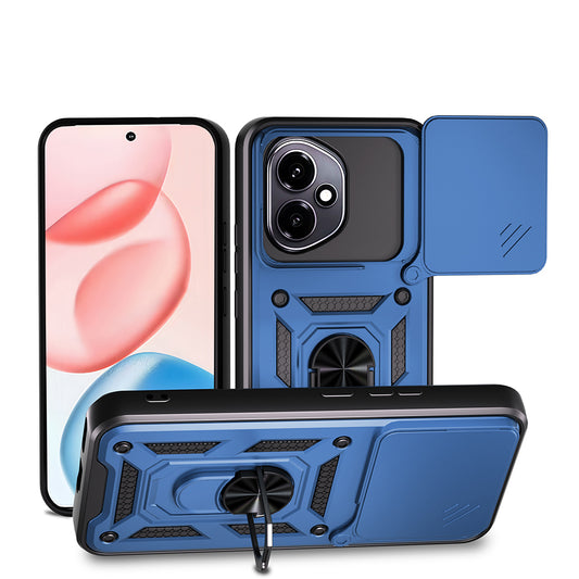 Honor 400 Kılıf Magnetik Standlı Kamera Korumalı Zore Sürgülü Vega Kapak Mavi