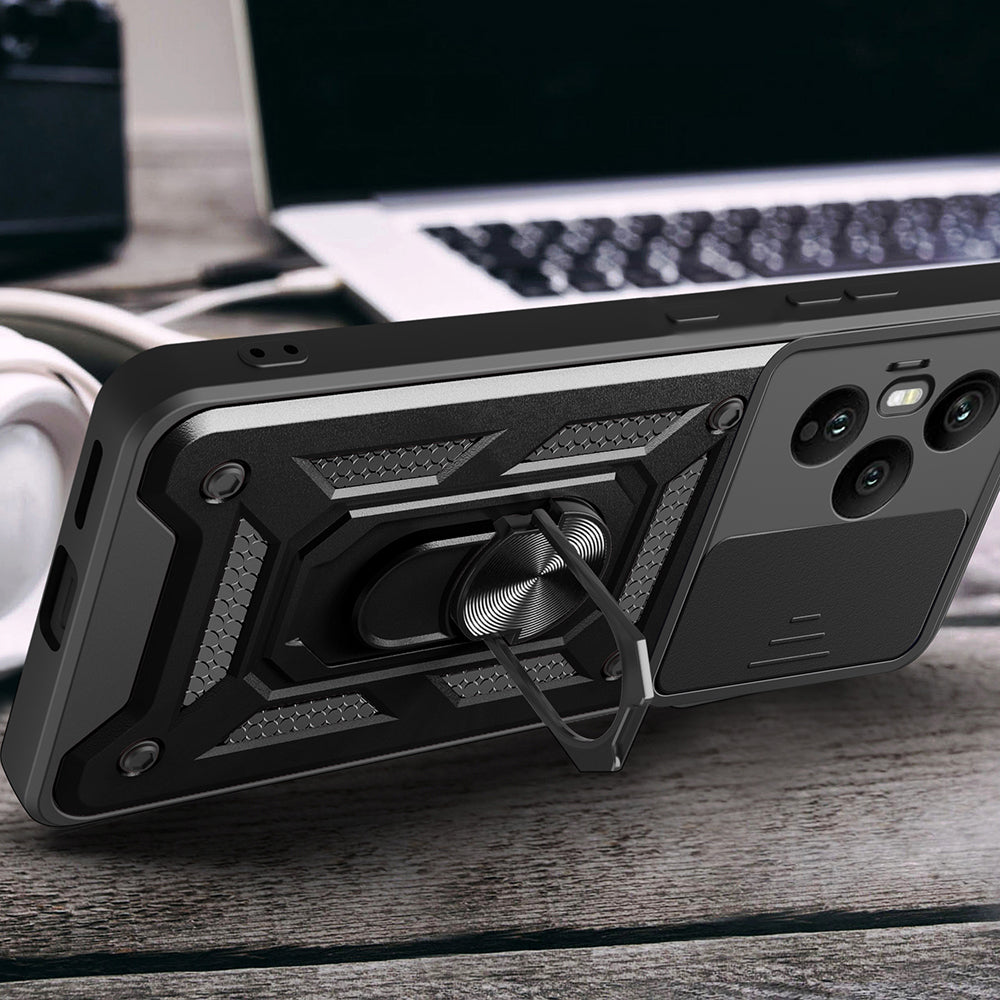 Honor 400 Pro Kılıf Magnetik Standlı Kamera Korumalı Zore Sürgülü Vega Kapak Siyah