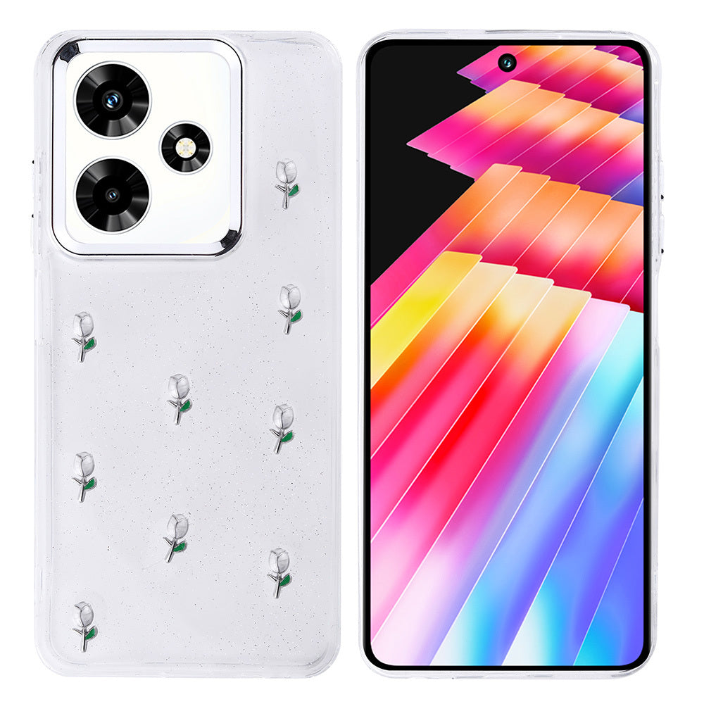 İnfinix Hot 30 Kılıf Airbag Tasarımlı Simli Şeffaf Zore Kutup Kapak Yıldız