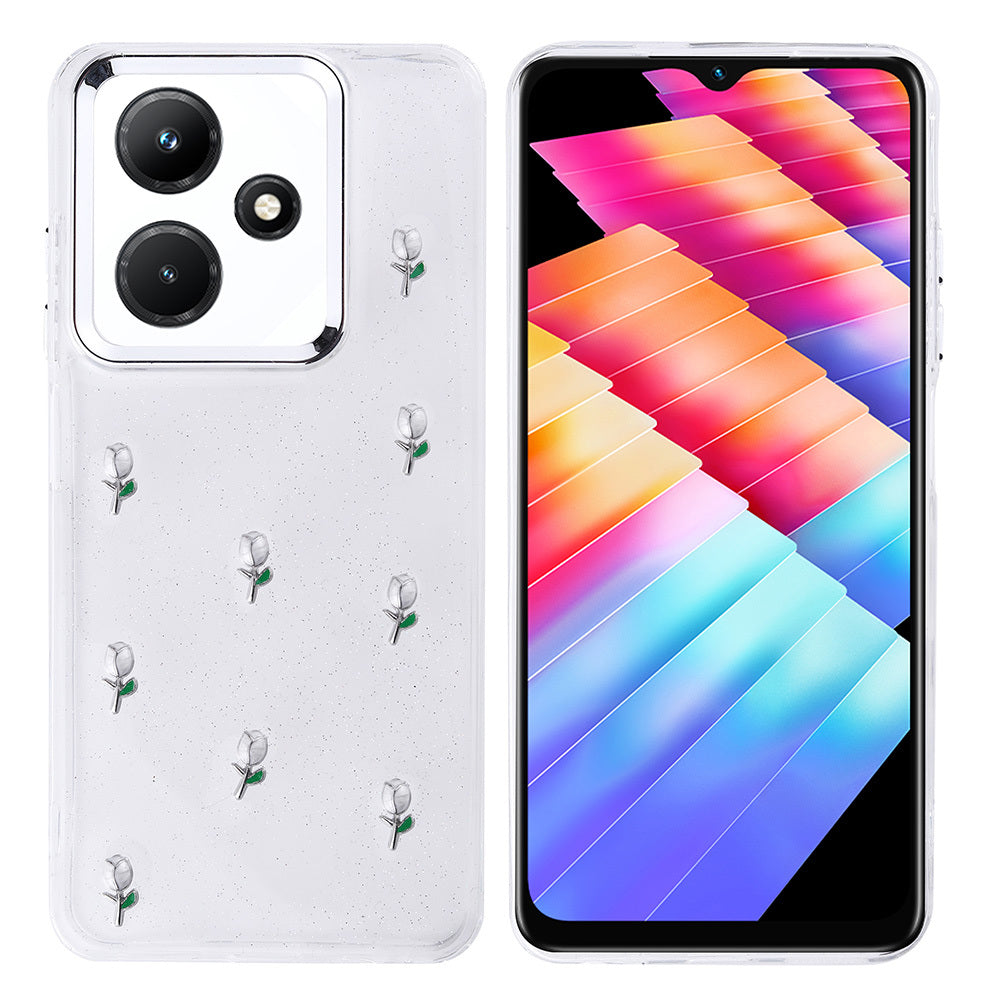 İnfinix Hot 30i Kılıf Airbag Tasarımlı Simli Şeffaf Zore Kutup Kapak Yıldız