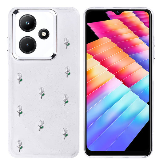 İnfinix Hot 30i Kılıf Airbag Tasarımlı Simli Şeffaf Zore Kutup Kapak Lale