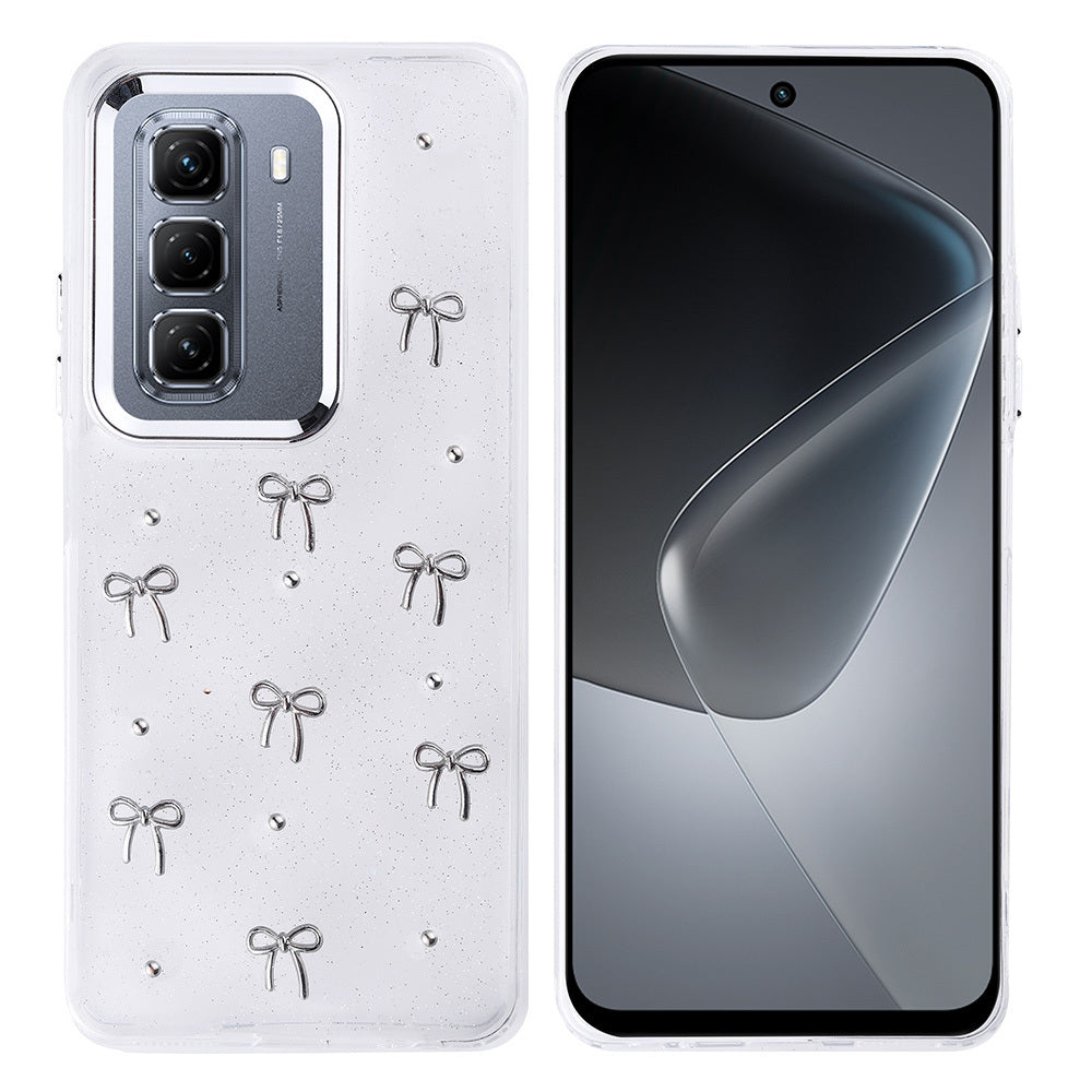 İnfinix Hot 50 4G Kılıf Airbag Tasarımlı Simli Şeffaf Zore Kutup Kapak Fiyonk