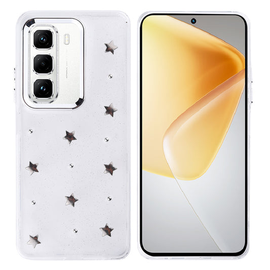 İnfinix Hot 50 Pro 4G Kılıf Airbag Tasarımlı Simli Şeffaf Zore Kutup Kapak Yıldız