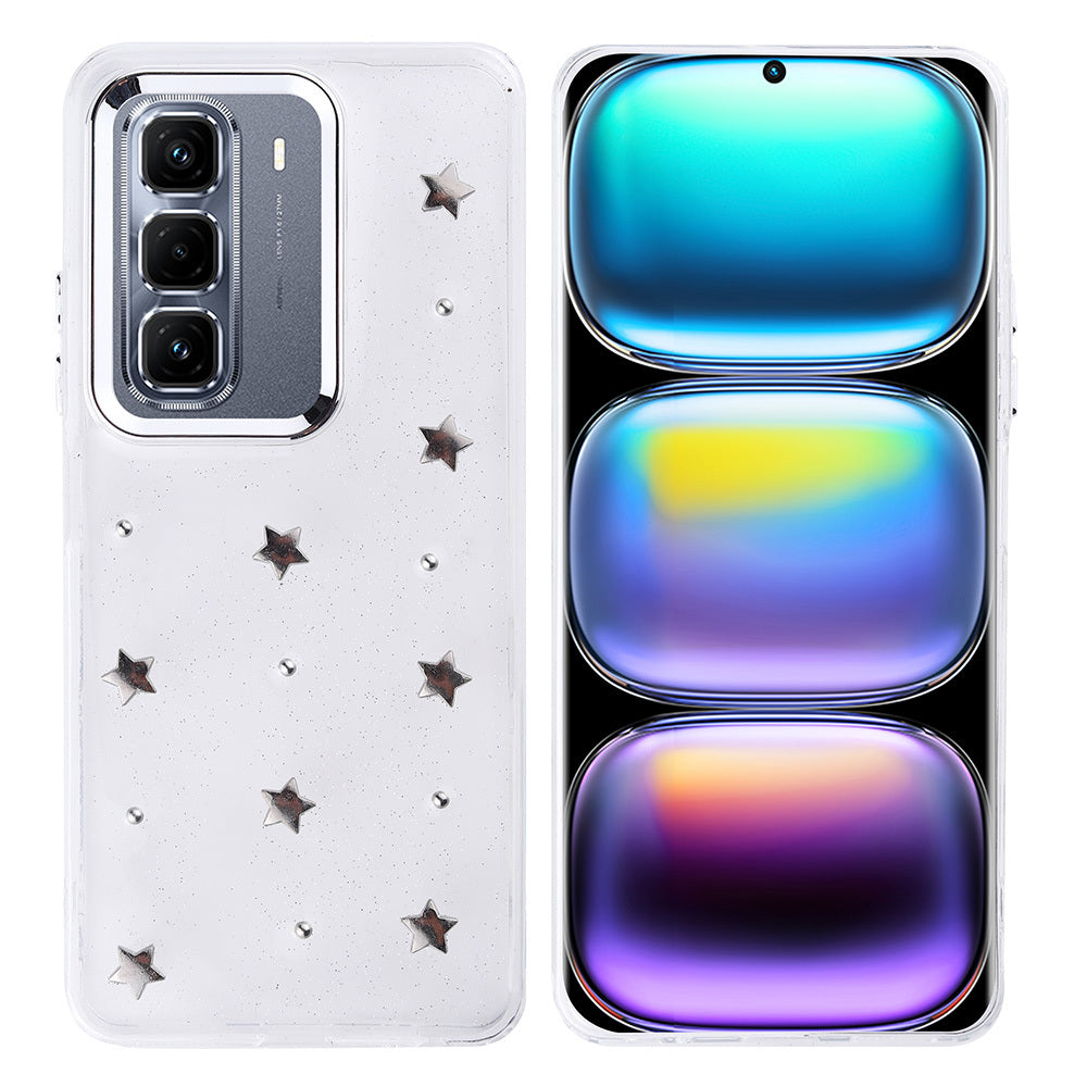 İnfinix Hot 50 Pro Plus 4G Kılıf Airbag Tasarımlı Simli Şeffaf Zore Kutup Kapak Kiraz