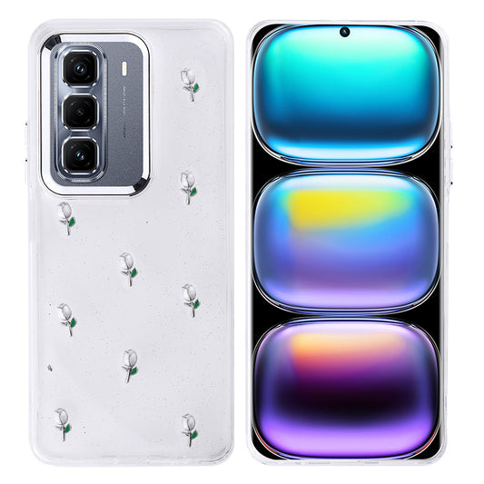 İnfinix Hot 50 Pro Plus 4G Kılıf Airbag Tasarımlı Simli Şeffaf Zore Kutup Kapak Lale