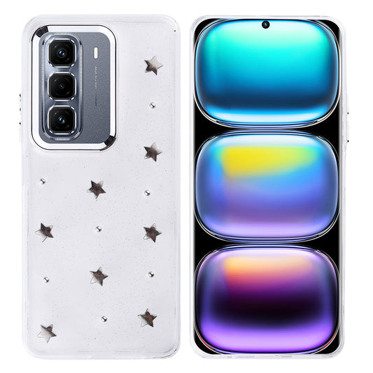 İnfinix Hot 50 Pro Plus 4G Kılıf Airbag Tasarımlı Simli Şeffaf Zore Kutup Kapak Yıldız