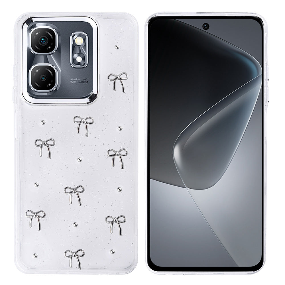 İnfinix Smart 9 Kılıf Airbag Tasarımlı Simli Şeffaf Zore Kutup Kapak Fiyonk