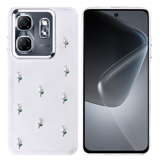 İnfinix Smart 9 Kılıf Airbag Tasarımlı Simli Şeffaf Zore Kutup Kapak Lale