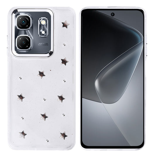 İnfinix Smart 9 Kılıf Airbag Tasarımlı Simli Şeffaf Zore Kutup Kapak Yıldız