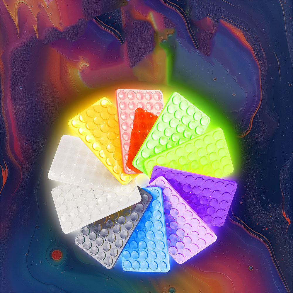 Kare Öpücüklü 02 Fosforlu Silikon Telefon Tutucu Beyaz