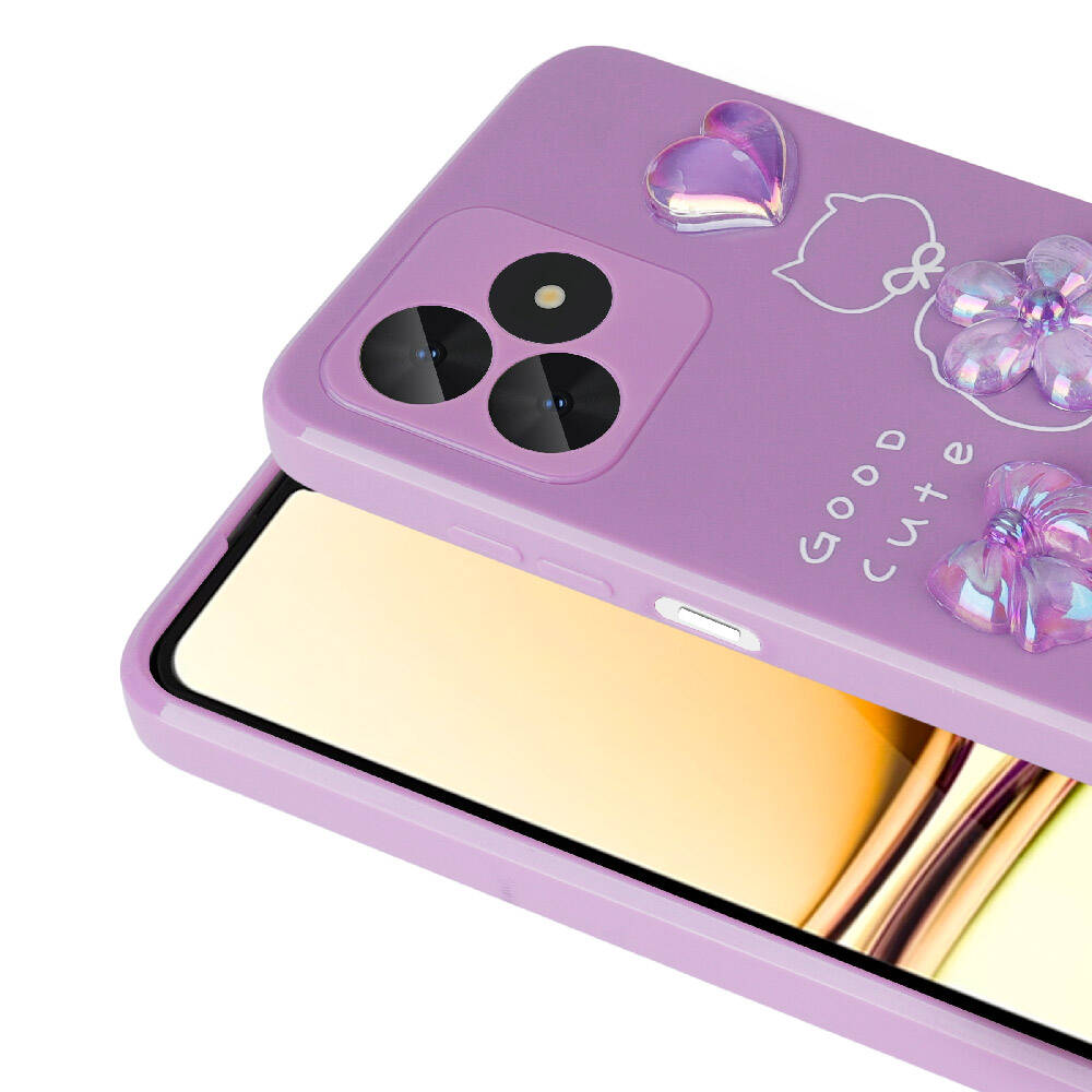 Realme C53 Kılıf Kabartma Figürlü Parlak Zore Toys Silikon Kapak Pembe