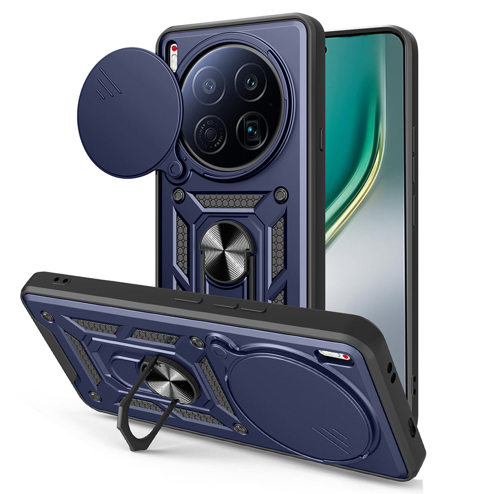 Tecno Camon 40 Premier 5G Kılıf Magnetik Standlı Kamera Korumalı Zore Sürgülü Vega Kapak Siyah