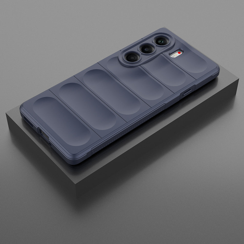 Tecno Camon 40 Pro Kılıf Esnek TPU Oyuklu Arka Yüzey Tasarımlı Zore Etnik Silikon Kapak Lacivert