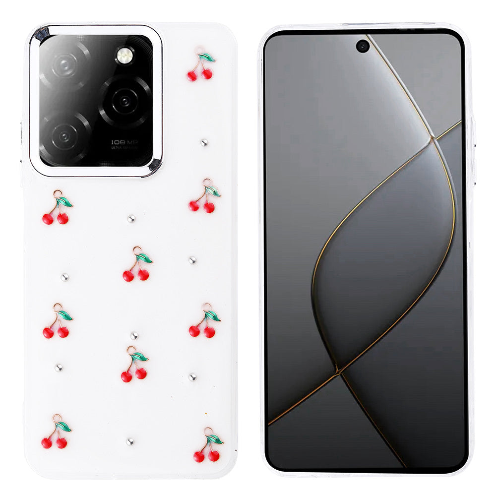 Tecno Spark 20 Pro 5G Kılıf Airbag Tasarımlı Simli Şeffaf Zore Kutup Kapak Kiraz