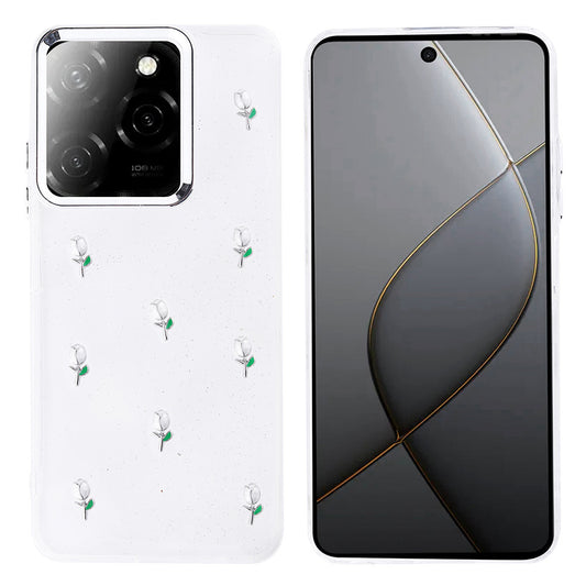 Tecno Spark 20 Pro 5G Kılıf Airbag Tasarımlı Simli Şeffaf Zore Kutup Kapak Lale