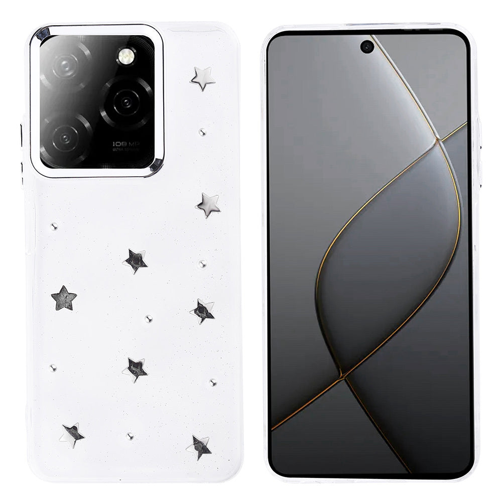 Tecno Spark 20 Pro 5G Kılıf Airbag Tasarımlı Simli Şeffaf Zore Kutup Kapak Yıldız