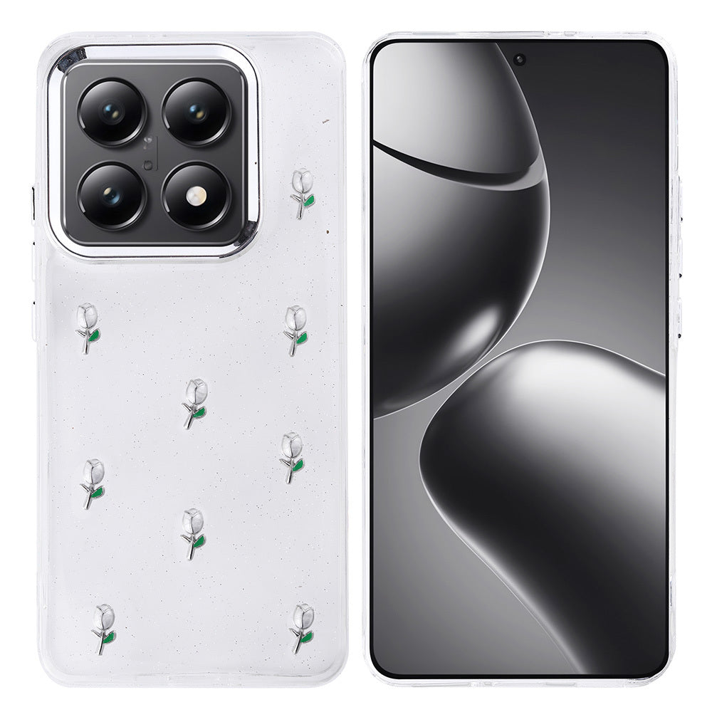 Xiaomi 14T Pro Kılıf Airbag Tasarımlı Simli Şeffaf Zore Kutup Kapak Kiraz