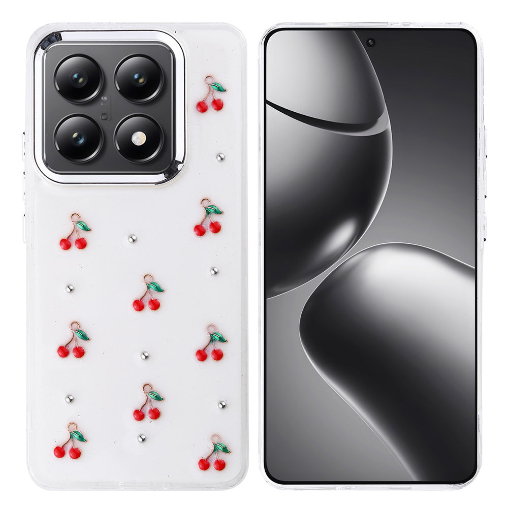 Xiaomi 14T Pro Kılıf Airbag Tasarımlı Simli Şeffaf Zore Kutup Kapak Kiraz