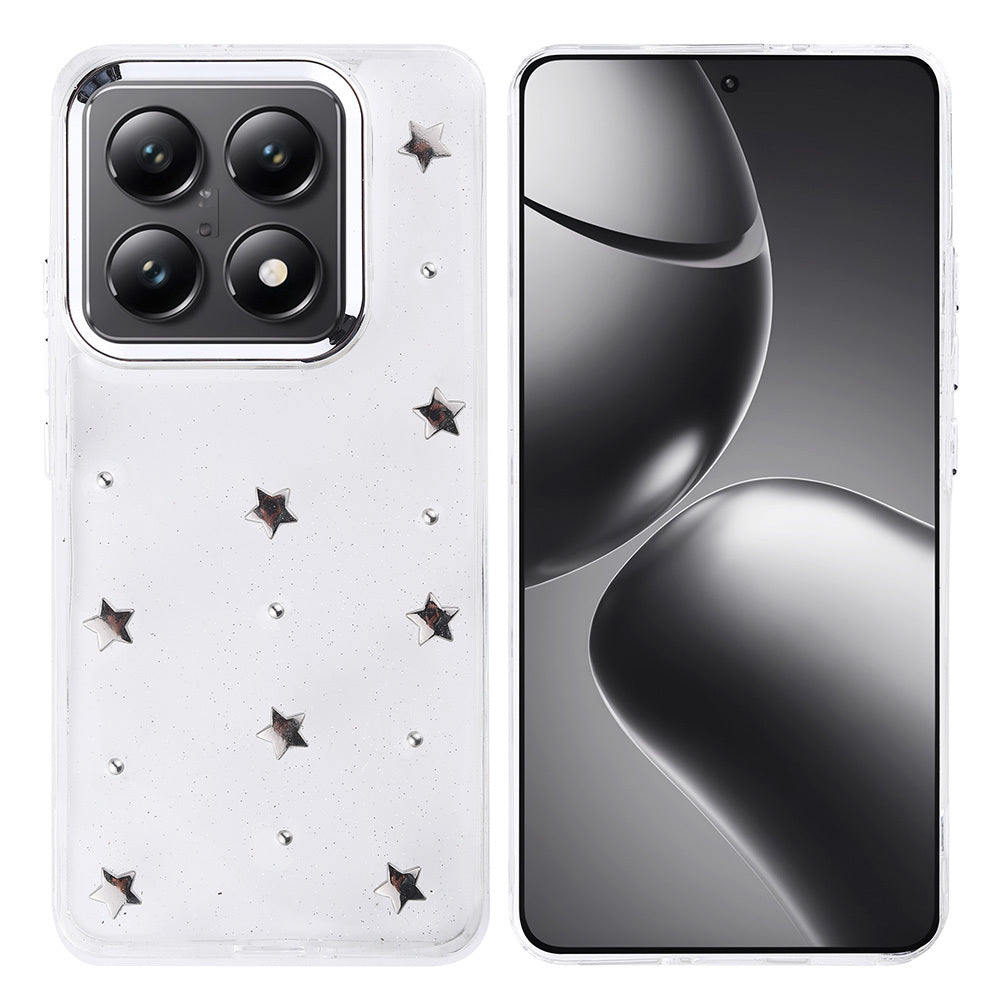 Xiaomi 14T Pro Kılıf Airbag Tasarımlı Simli Şeffaf Zore Kutup Kapak Yıldız