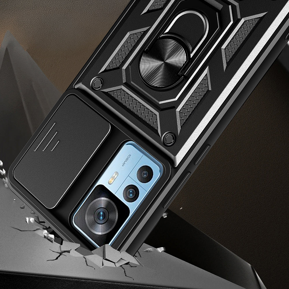 Xiaomi Mi 12T Kılıf Magnetik Standlı Kamera Korumalı Zore Sürgülü Vega Kapak Siyah