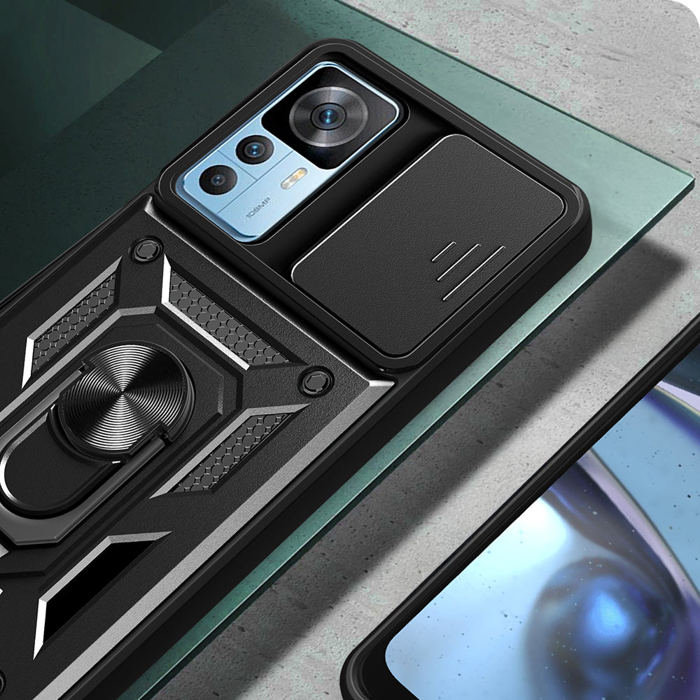 Xiaomi Mi 12T Kılıf Magnetik Standlı Kamera Korumalı Zore Sürgülü Vega Kapak Siyah