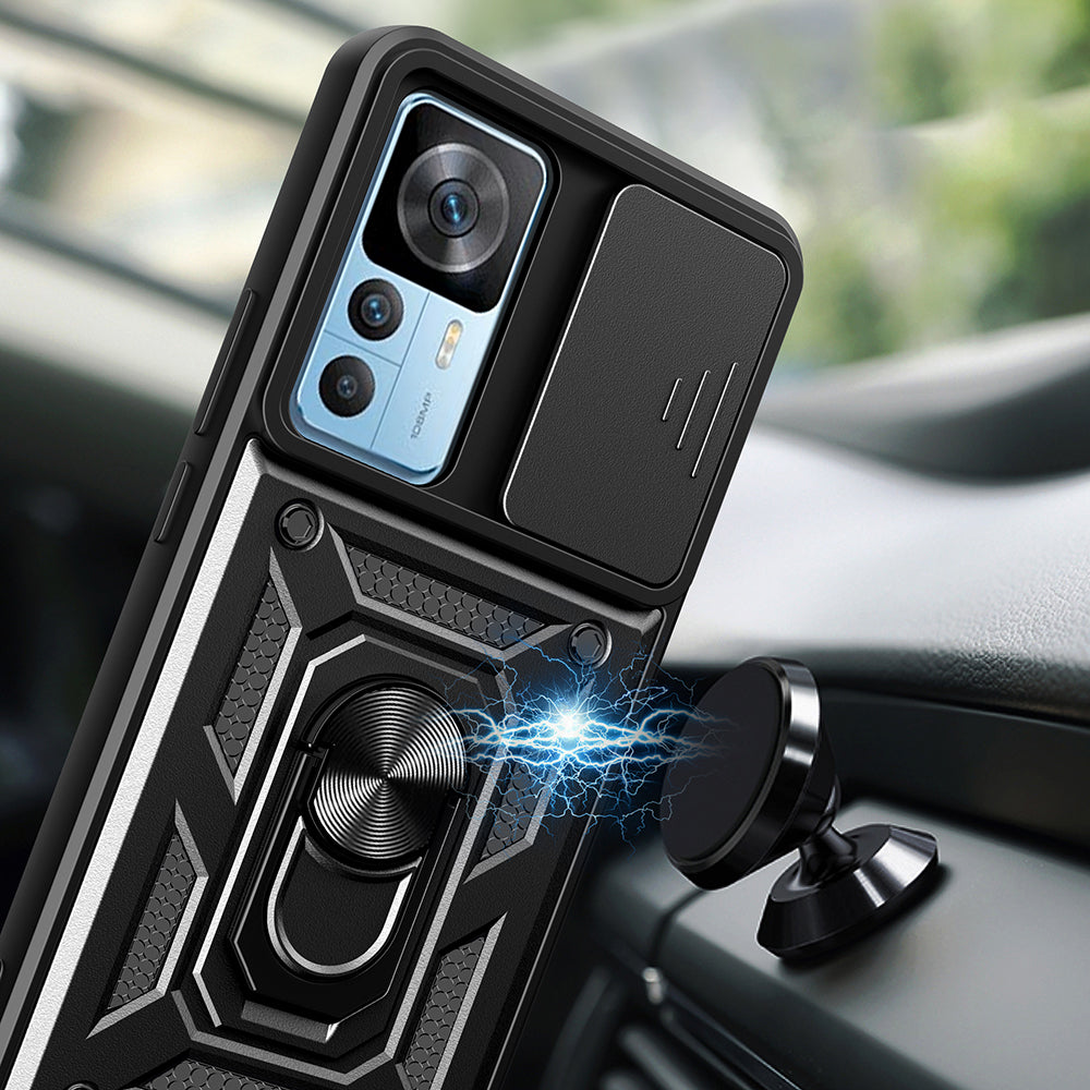 Xiaomi Mi 12T Pro Kılıf Magnetik Standlı Kamera Korumalı Zore Sürgülü Vega Kapak Mavi