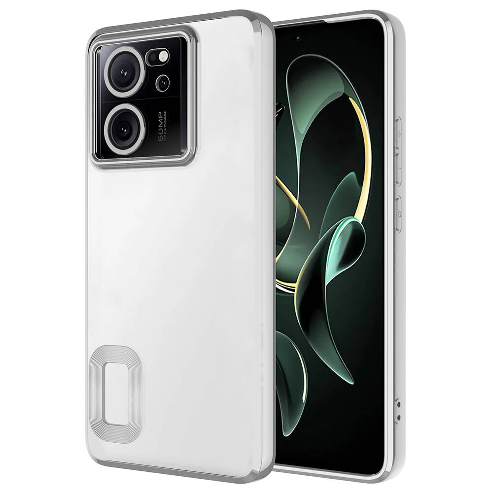 Xiaomi Mi 13T Kılıf Kamera Korumalı Logo Gösteren Zore Omega Kapak Gümüş