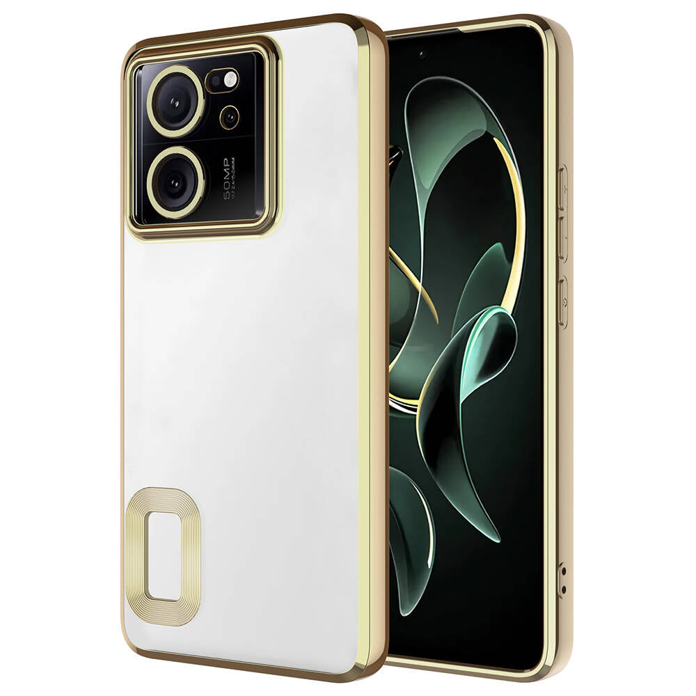 Xiaomi Mi 13T Kılıf Kamera Korumalı Logo Gösteren Zore Omega Kapak Gold