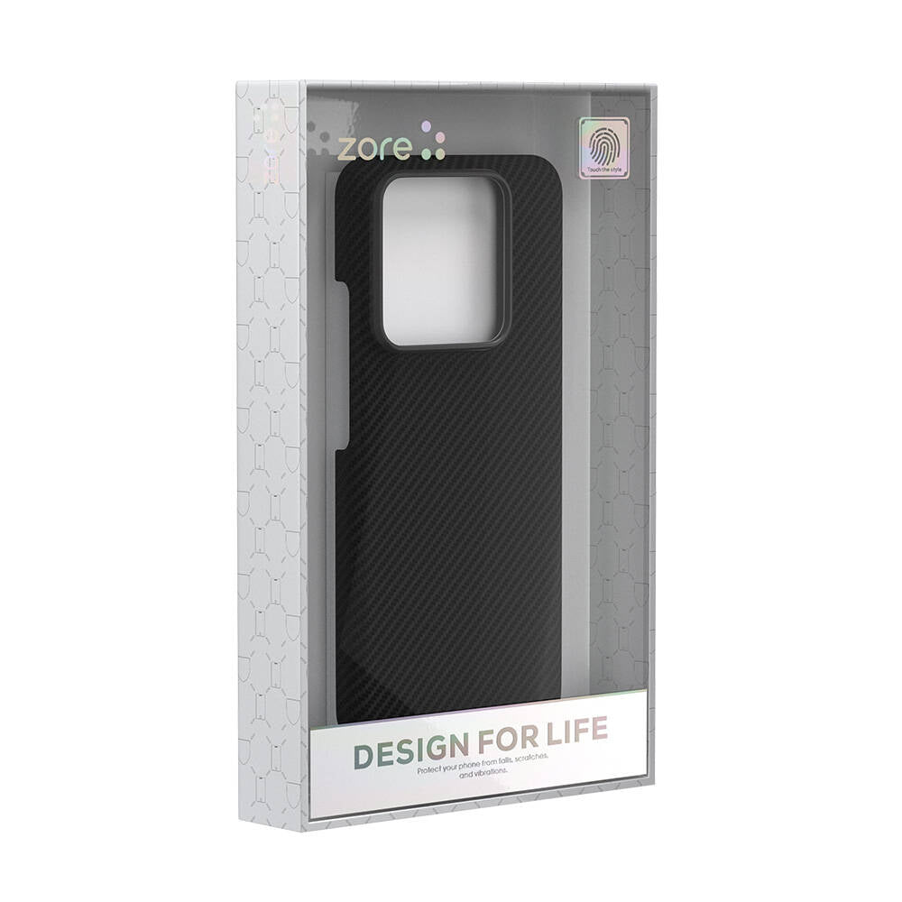 Xiaomi Mi 14 Kılıf M-safe Şarj Özellikli 600D Kevlar Zore Krek Karbon Kapak Siyah