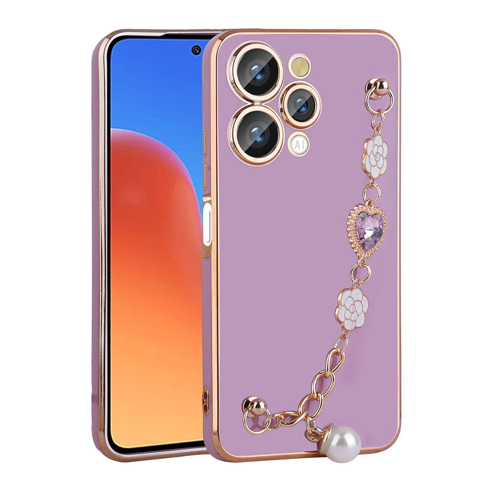 Xiaomi Redmi 12 4G Kılıf El Tutamaçlı Kamera Korumalı Zore Taka Silikon Kapak Mor