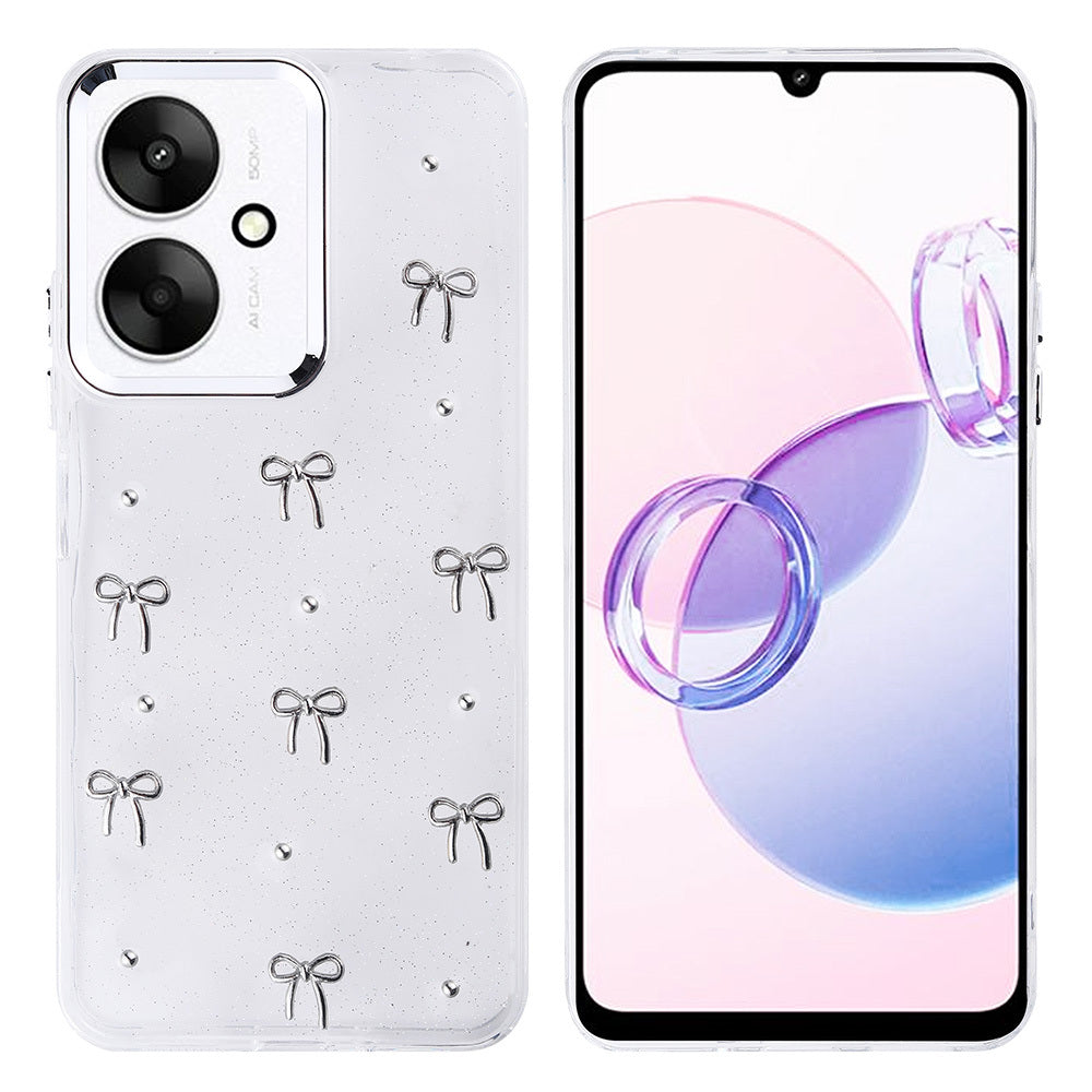 Xiaomi Redmi 13C Kılıf Airbag Tasarımlı Simli Şeffaf Zore Kutup Kapak Lale